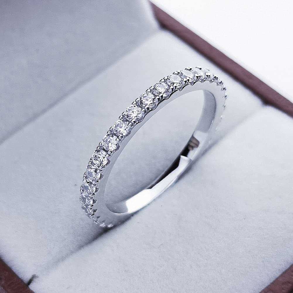 솔리테어 링 iogou 2mm d 컬러 Moissanite 영원 웨딩 밴드 원본 925 스털링 실버 화이트 골드 스케이블 반지 여자 소녀 도매 y2302