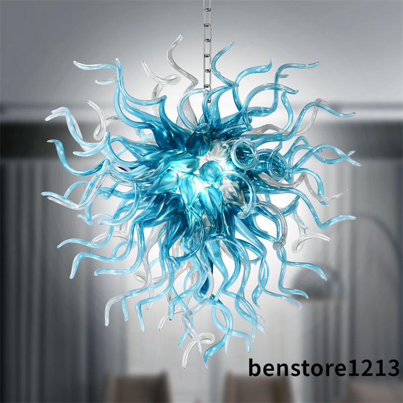 Aqua Color Pendant Light Lamps 100% Mouth Blown Glass Chandeliers Lighting Art Romantic Heart Lamp Bedroom Ceiling Lights Hanging Chandelier LR434