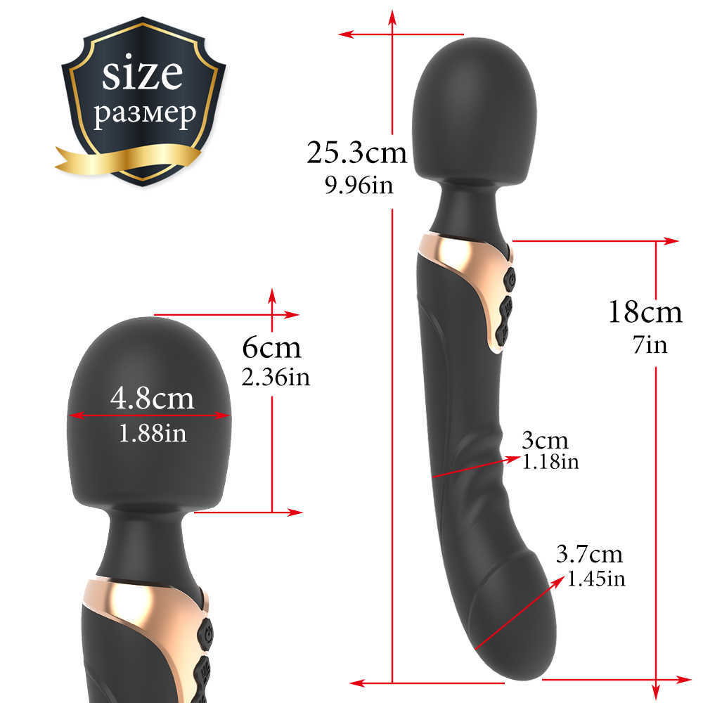 Dildo kraftfulla dildos vibrator dubbel motorisk silikon stor storlek trollstav g spot massager sex leksak för par klitoris stimulator vuxna 0804