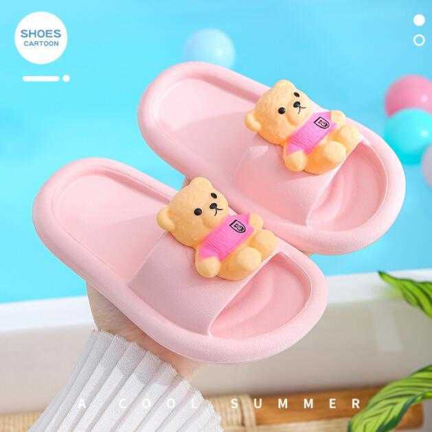 Slipper Summer Children's Cute Cartoon Bear Pattern Non-slip Breathable Boys Girls Comfortable Soft Home Slippers Shoes Kids 0203