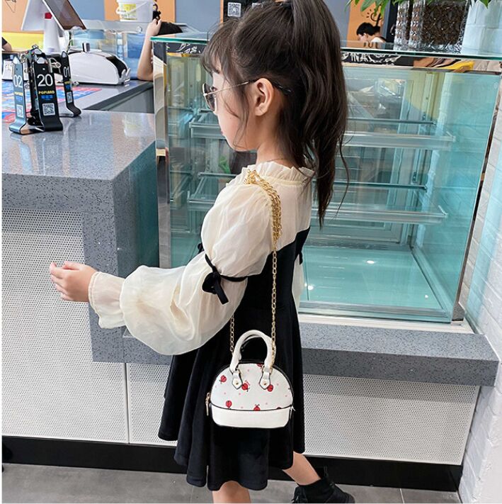 Kids Shell bag Embossed Pattern Handbag Baby Toddler Girls Crossbody Mini Chain Shell Bags purse