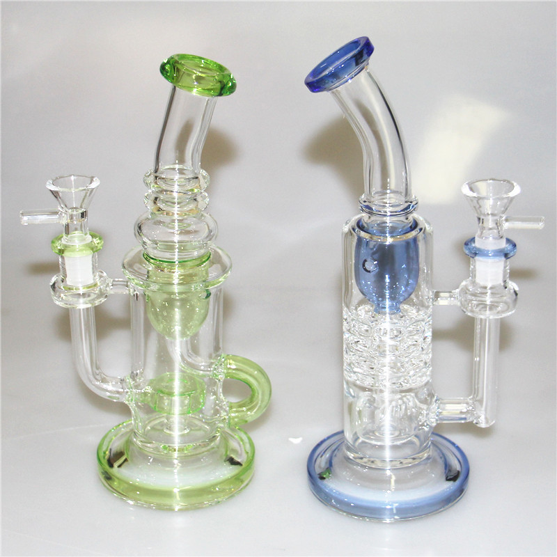 Verre Bongs Narguilés Mini Petit Pétrole Dab Rigs Bécher Pommeau De Douche Perc Percolateur Conduites D'eau 14mm Joint Avec Bol