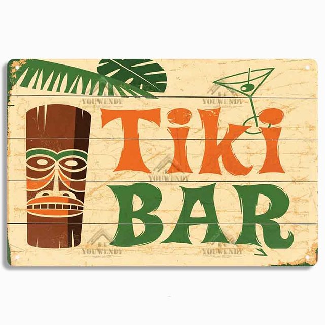 Tiki Bar Vintage Tavern Metal Tin Sign Decor Decor Retro плакат плакат Metal Vintage for Bar Pub Украшение стены 20CMX30CM WOO