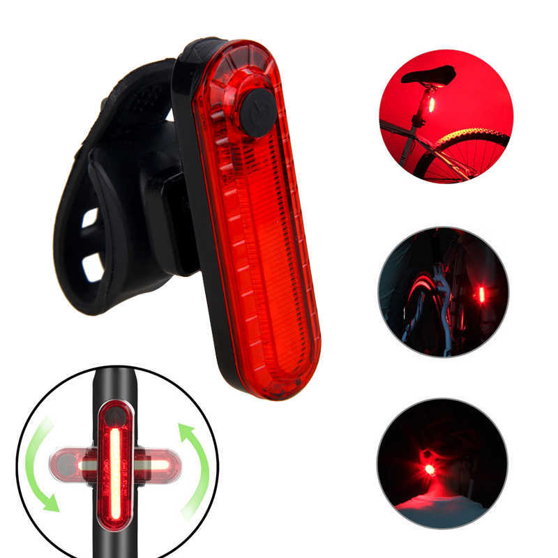 Lumières USB Rechargeable Vélo Feu Arrière LED Vélo Lumière Étanche VTT Avertissement de Sécurité Routière Rouge Vélo Lampe avec Batterie Intégrée 0202