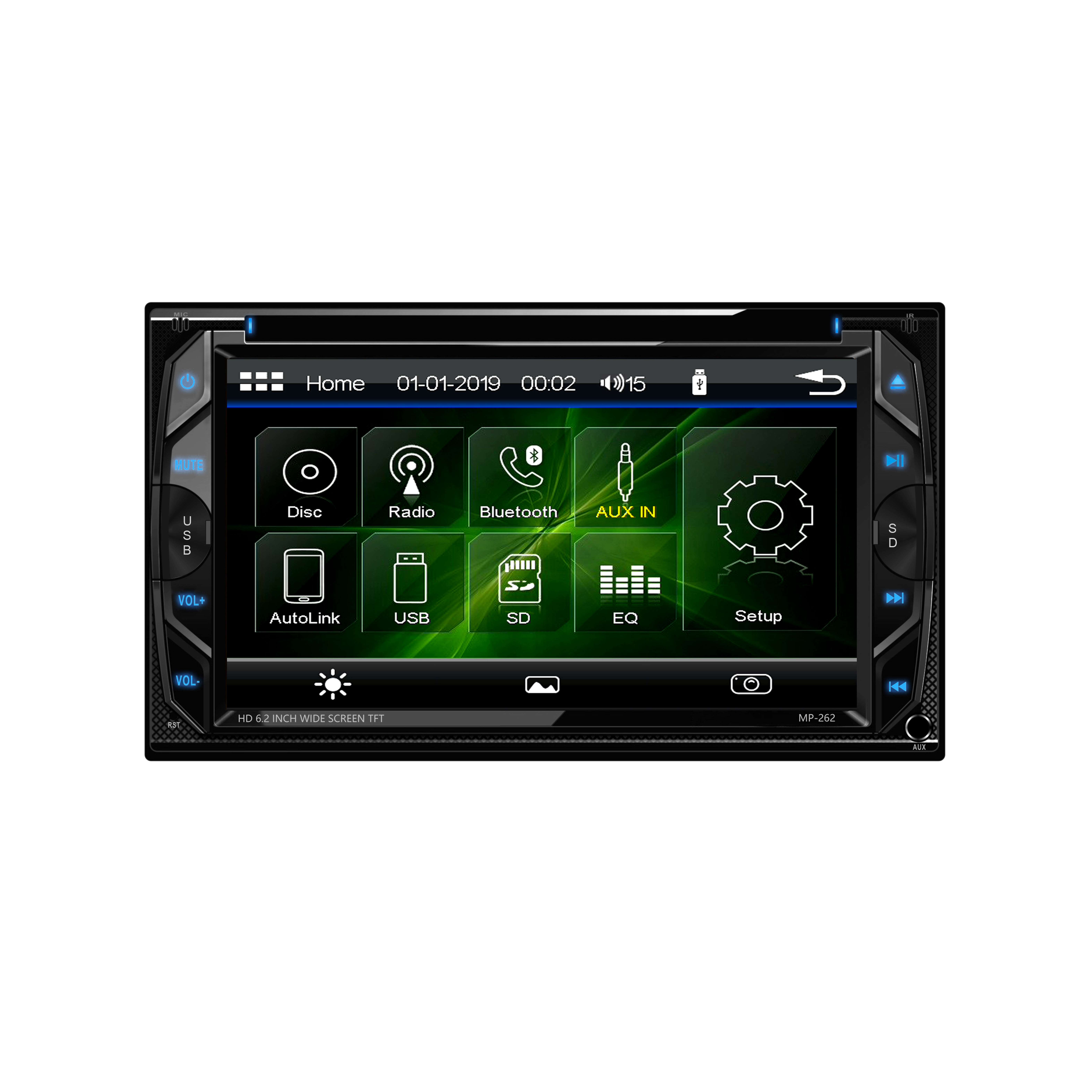 Tela de toque duplo Rádio Double Din Car DVD Bluetooth Audio/Chamadas de Mãos de Mãos de 6,2 polegadas Monitor LCD, MP3 Player, CD, DVD, porta USB, SD, entrada AUX, receptor de rádio AM/FM
