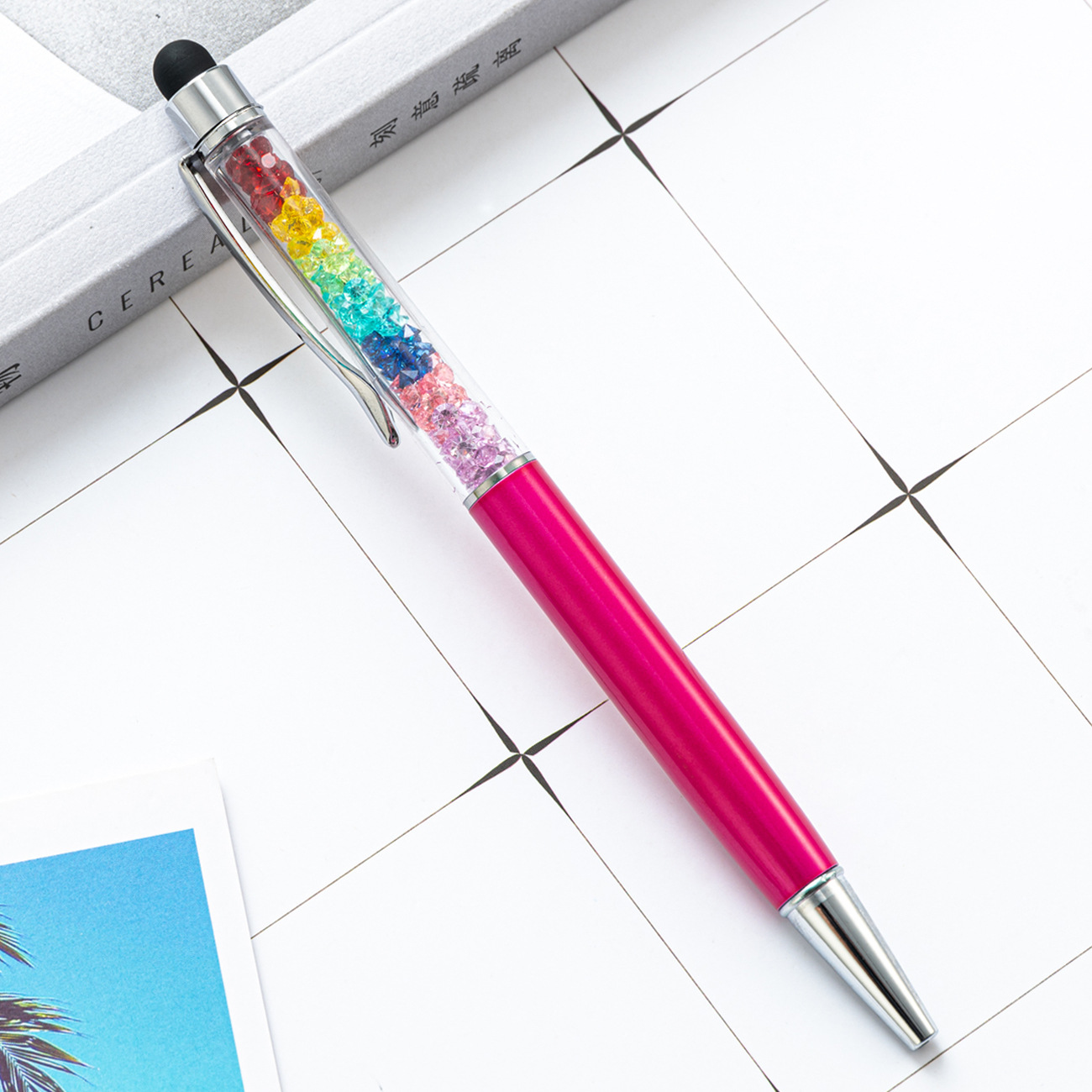 Multifunktion Metal Touch Pen Crystal Diamond 2 i 1 Kapacitiv Stylus Ballpen Ballponit Pens