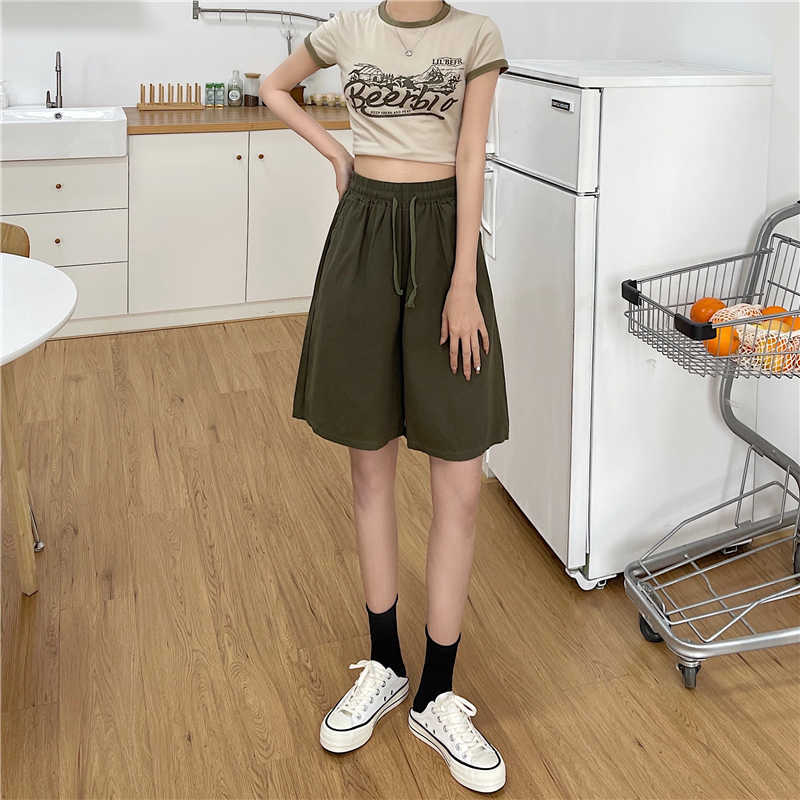 Dames shorts wide been dames zomer sportief baggy streetwear college Harajuku vintage vaste dunne kleding all-match hoge taille stijlvolle y2302