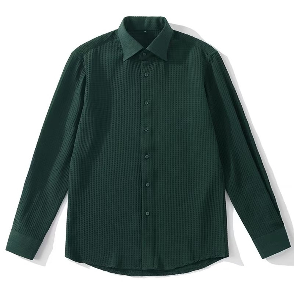 Męska jednorzędowa koszula na guziki z długim rękawem senior sense 2023 nowa waflowa ger wiosenna i jesienna wersja koreańska retro obcisła koszula szybka wysyłka B0001