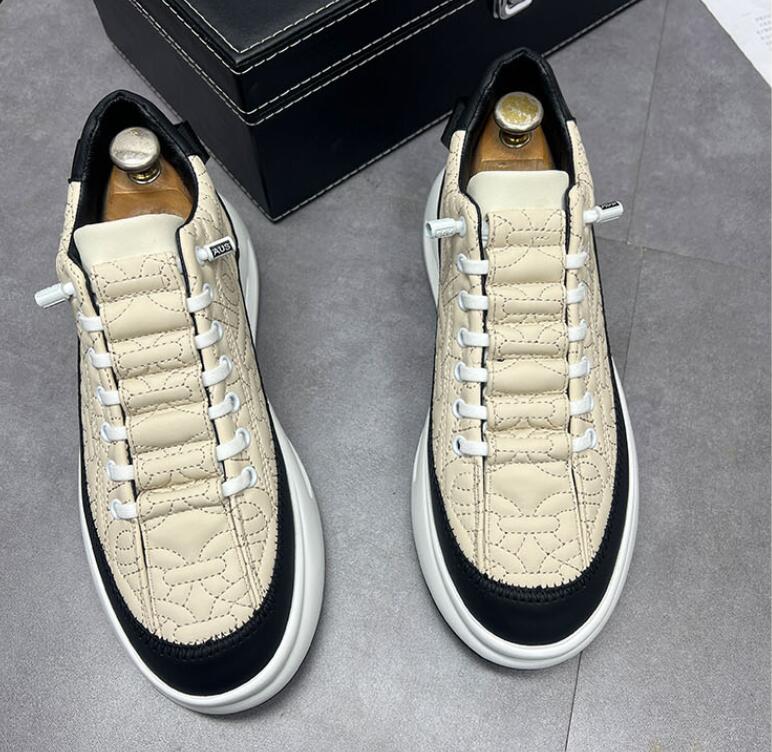 Luxury Royal Style Men Dress Sapatos de fundo grosso Spring Autumn Apuste panos de designer de designers t￪nis casuais casuais