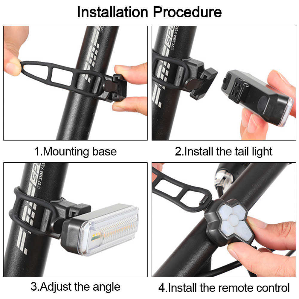 S GROEN/RODE ACHTER LAMP WIRELSSSS RELIEN REGELING Fietswaarschuwing achterlicht 5 Modi USB Bike Turn Singal Cycling Light 0202