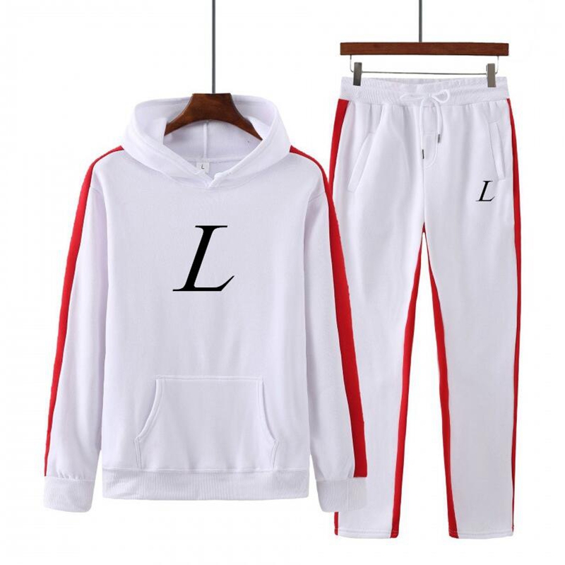 2-teiliges Set Herren-Trainingsanzug, Designer-Kapuzenpullover und Hosenanzug, lässig, Streifen-Patchwork, Kapuzenpullover, Jogger-Set, Herren- und Damen-Fitness-Trainingsanzug, Sportbekleidungsset