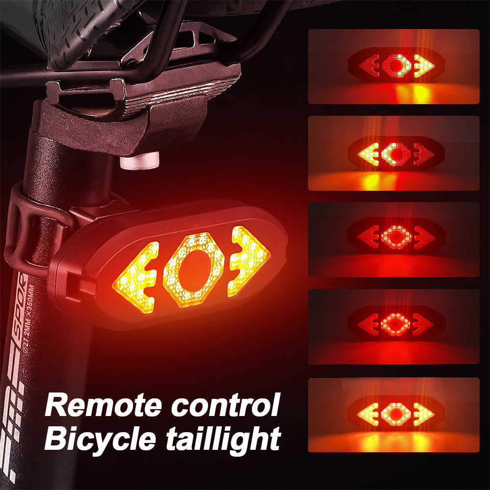 Lights USB LED BAKEL LJUS Trådlös fjärrkontroll Bicycle Taillight Turning Signal Cykelcykellampa med varning Horn 0202