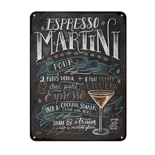 Heure d'été bière rétro métal peinture Mojito Cocktail Plaque Vintage affiche Bar Pub Art autocollants décoration murale 20 cm x 30 cm Woo