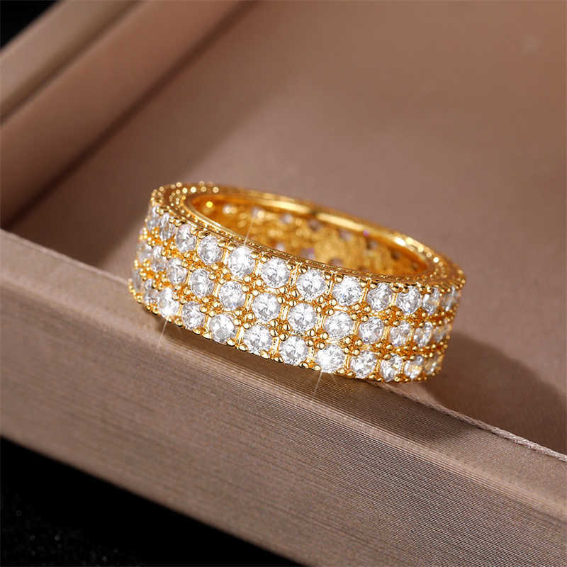 Solitaire Bague À La Mode Promise Anneaux Femmes De Mariage Bandes De Fiançailles Cessoires Plein Pavé Cubique Zircone Pierre De Mode Bijoux En Gros Y2302