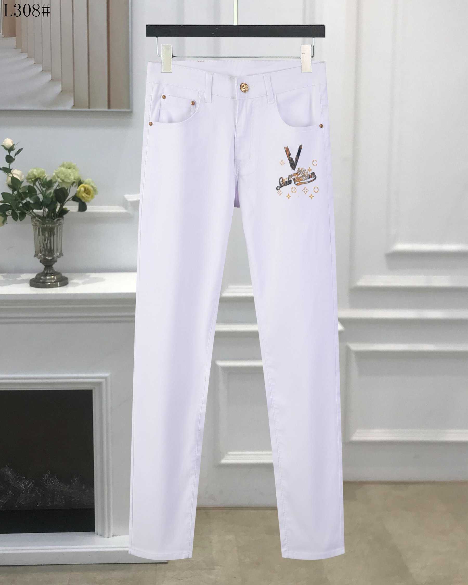 2023 Męskie dżinsy dżinsy v marka luksusowe designerskie spodnie High Street prosto dżinsowe dżinsy Big Hole Zipp216t