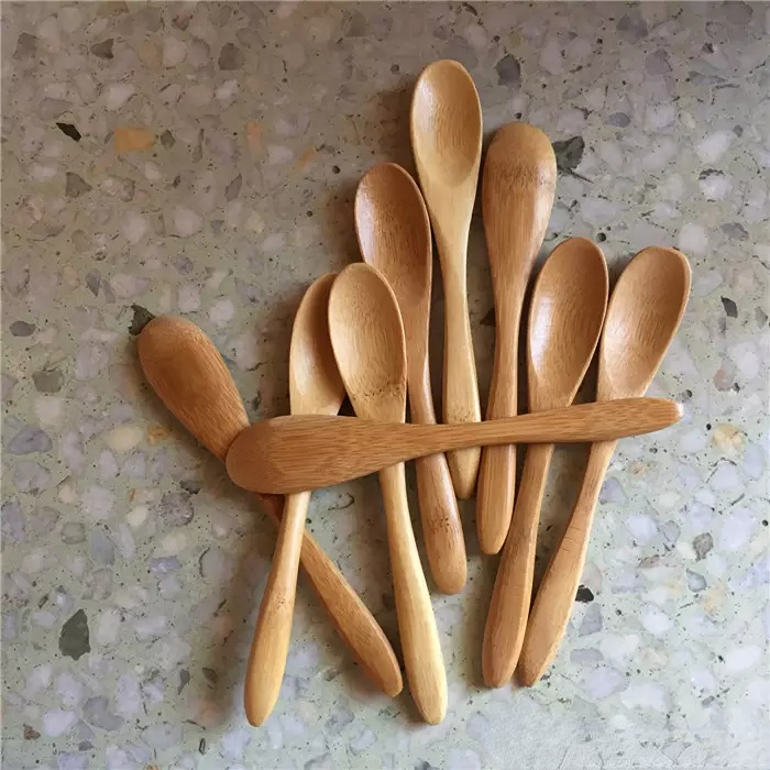 Small Bamboo Spoon 13.5cm Natural Spoons Durable for Cafe Coffee Tea Honey Sugar Salt Jam Mustard Ice Cream Handmade Utensils