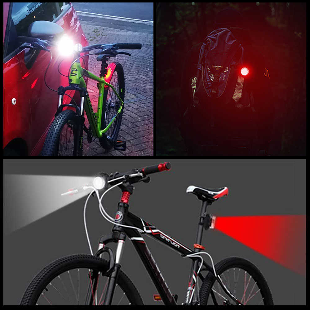 s 2 pezzi Mini set posteriore 4 luci di ricarica USB 4 LED lampada anteriore bici ciclismo fanale posteriore accessori biciclette 0202