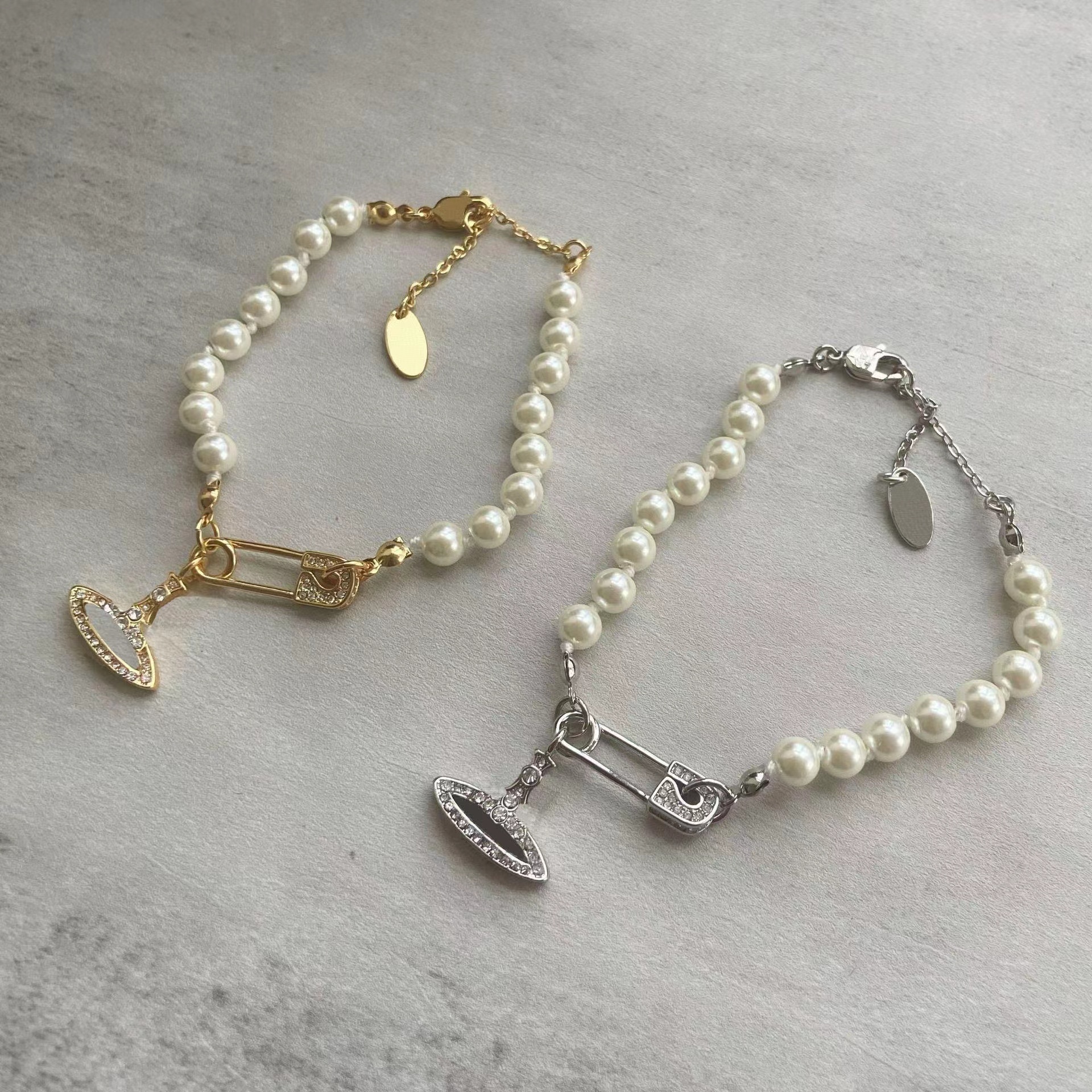 Pearl charm chakra's armbanden diamanten pin ingelegd met kristal klassieke vintage armband zilvergouden koper mode sieraden