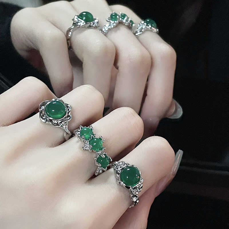 Solitaire Ring opal oregelbunden natursten med vit estetisk egirl ihålig s för kvinnor y2k trendiga kreativa finger smycken y2302