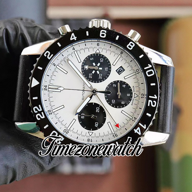 Dial azul profissional de 46 mm Watch RB046116.C972 Quartz Cronógrafo Branco Subdial Marcadores de aço Caixa de aço Black Stopwatch Relógios TWBE TimeZoneWatch