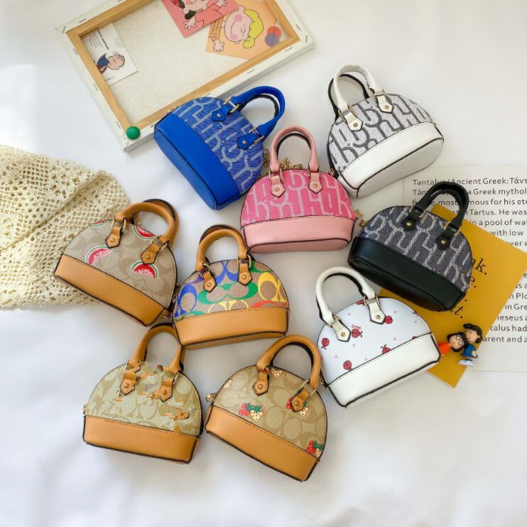 Kids Shell bag Embossed Pattern Handbag Baby Toddler Girls Crossbody Mini Chain Shell Bags purse