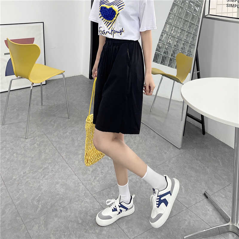 Dames shorts wide been dames zomer sportief baggy streetwear college Harajuku vintage vaste dunne kleding all-match hoge taille stijlvolle y2302