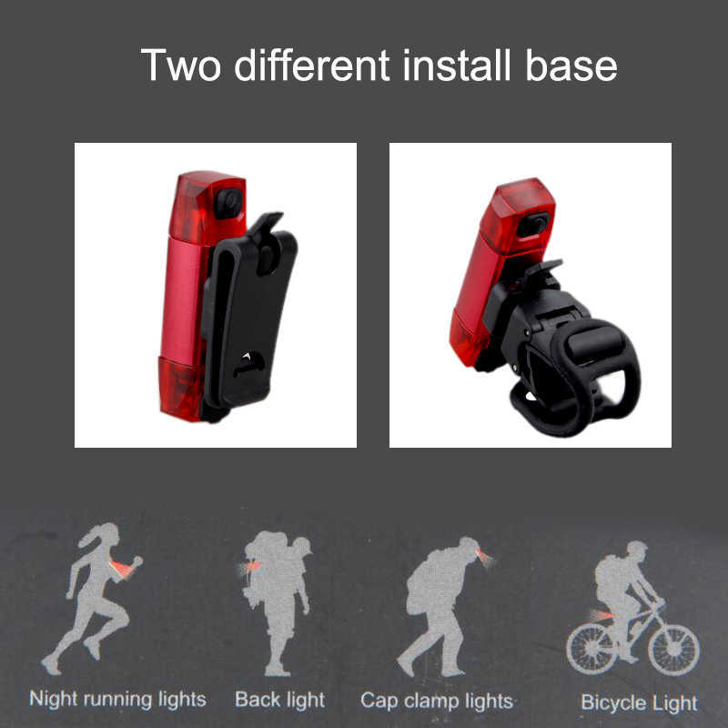 S MIni USB vélo arrière Rechargeable vélo feu arrière avertissement de sécurité nuit équitation vtt lampe 3 Modes d'éclairage lampe de poche 0202