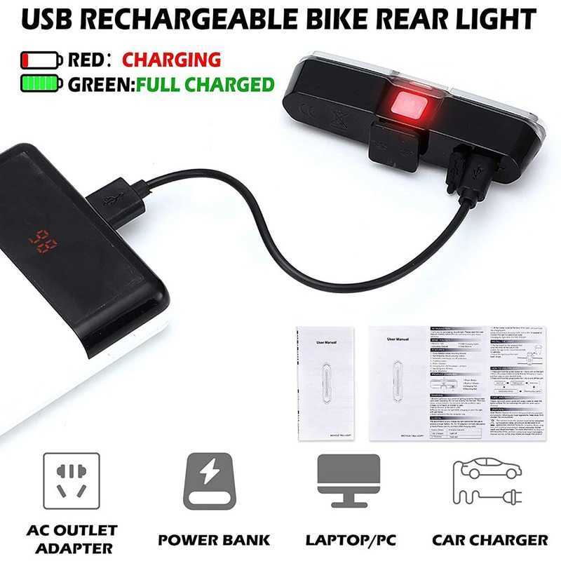 S arrière rechargeable LED Back Light Color Color-Brecging Mtb Farklight Mountain Bike Cycling Lampe ACCESSOIRES 0202