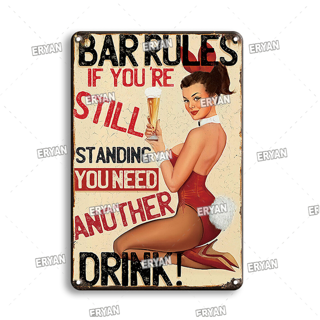 België bier poster metalen plaat tinnen tekens vintage pin-up tin bord decoratieve plaque pub bar man cave club muur kunst decor accessoires sexy meisje schilderij maat 30x20cm w01