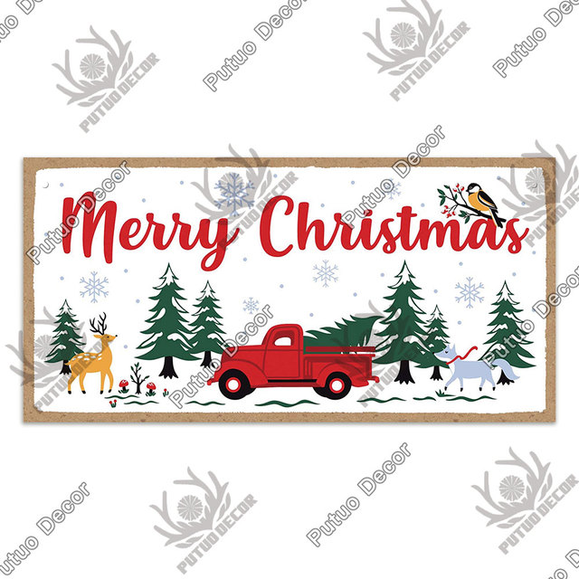 Dekor 2022 Neujahr Weihnachtsbaum Metall Blechschild Wanddekoration Zuhause Holz Hängeschild Türdekoration für Weihnachtsbaum Ornament Navidad Geschenk w01