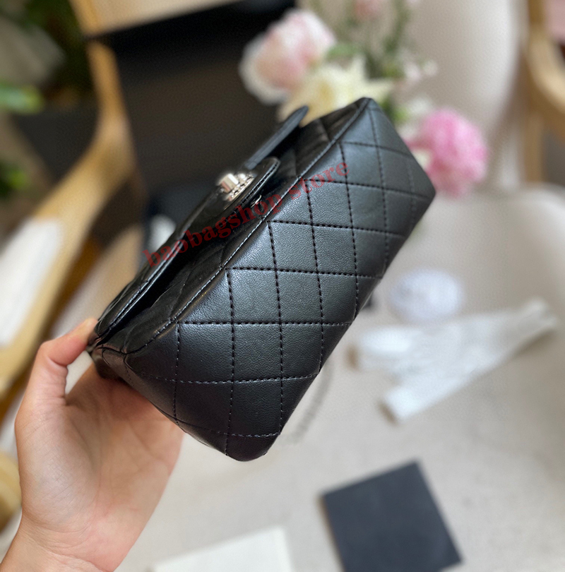 Designer-Tasche Schultertasche Damen Taschen Handtaschen Taschen Tragetasche schwarzes Kalbsleder klassische diagonale Streifen gesteppte Ketten Geschenk Großhandel Reisegroßhandel Reiseeinkauf