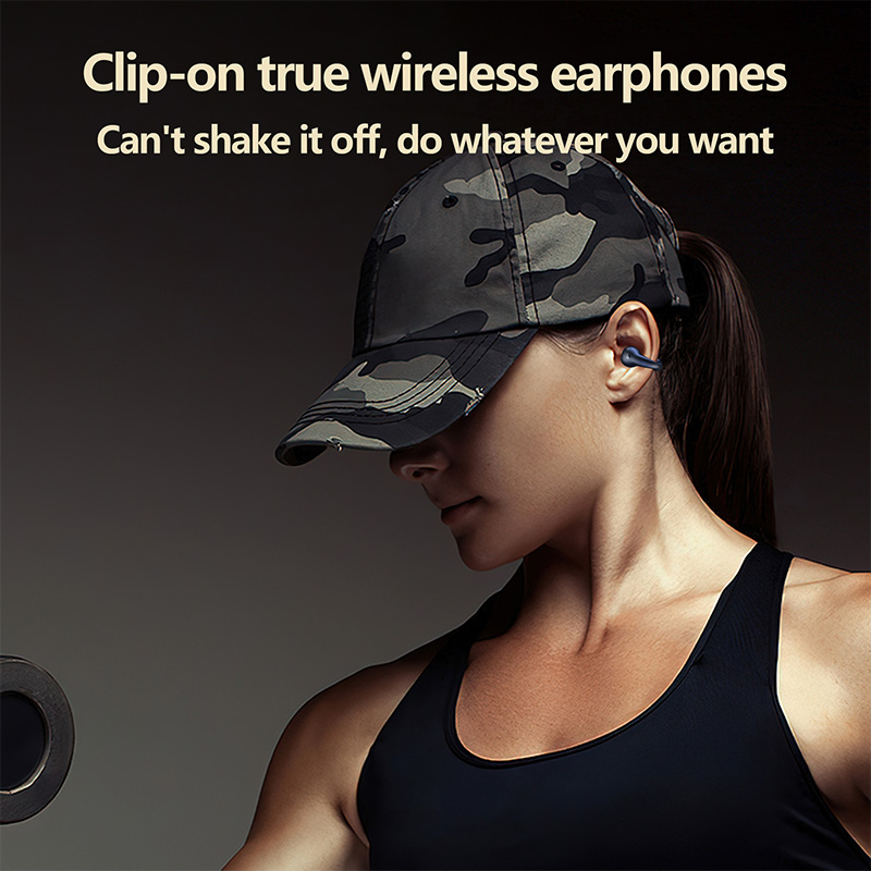 TWS Mini Wireless Earphone Clip-on Bone Conduction Bluetooth Headphones Touch Digital Display Sports Driver Earhook Headset Noise Canceling Game Earbuds Q80 BH12