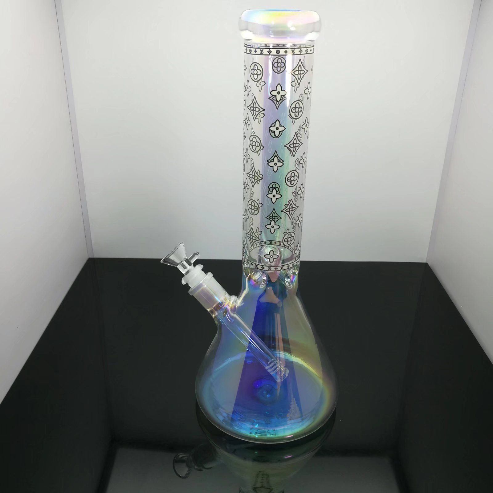 Glasr￶r r￶kning tillverkar handbl￥st vattenpipa klassisk elektropl￤terad glas cigarettupps￤ttningar bongs, 35 cm h￶g