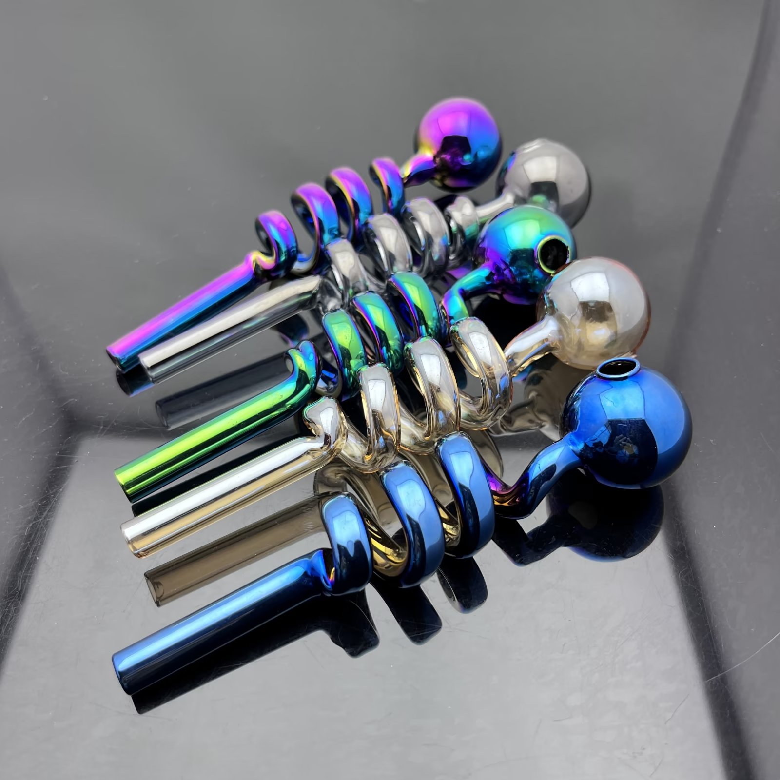 Стеклянная курительная труба вода кальян с несколькими цветными спиральными стеклянными трубами