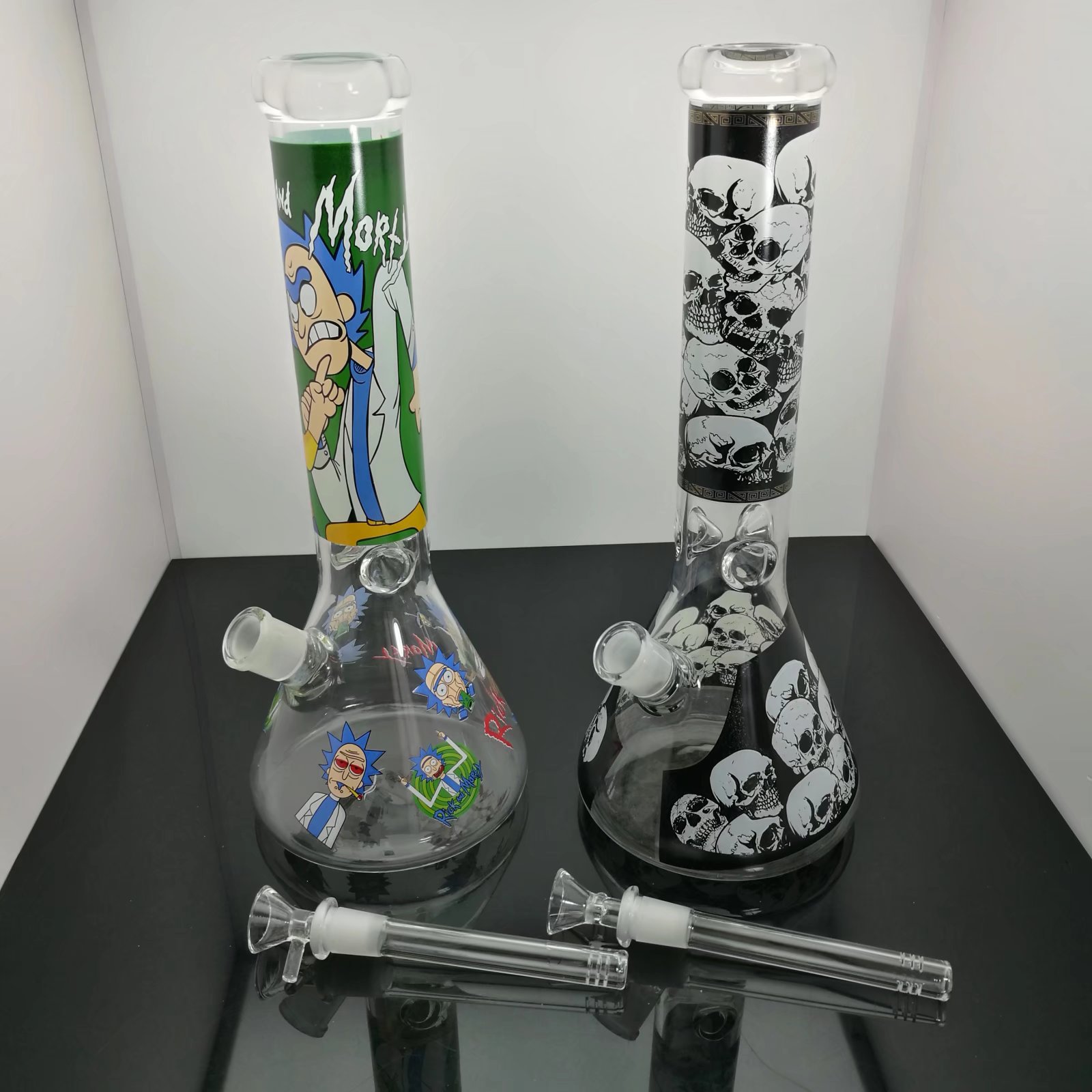 Glass Pipes Smoking Manufacture Hand-blown hookah Thickened printing sticker glass cigarette set 35cm high