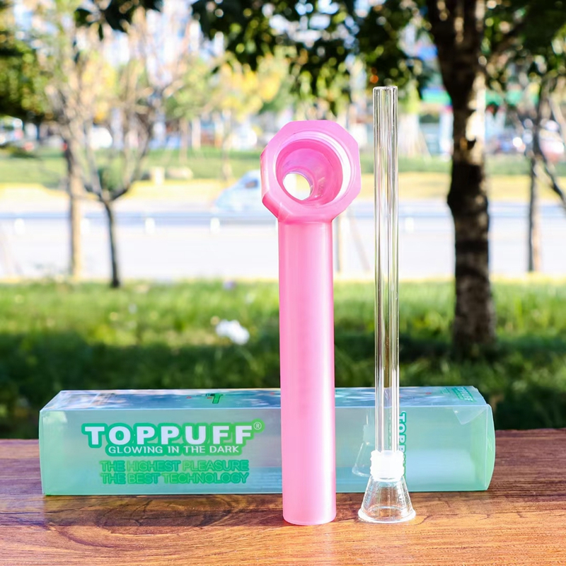 Toppuff Water Top Puff Glass Bongueira plástica Plástico luminoso brilho noctilucent no parafuso instantâneo do tubo de fumação escuro no conversor de garrafa Shisha Tobacco Suport