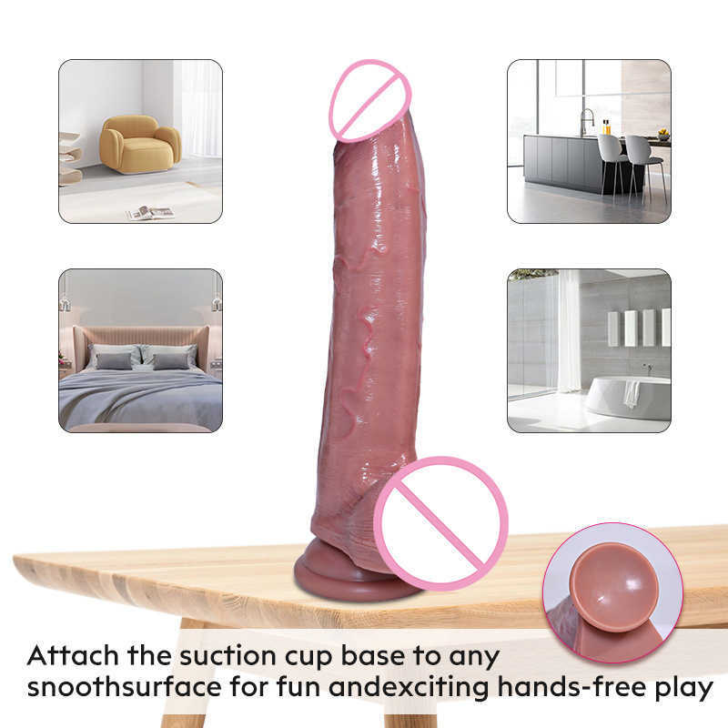 Nxy dildos mjuk hud realistisk tjock dildo dubbel silikon onanator penis anal orgasm vuxna sex leksaker för män kvinnor stor kuk sug kopp 0804