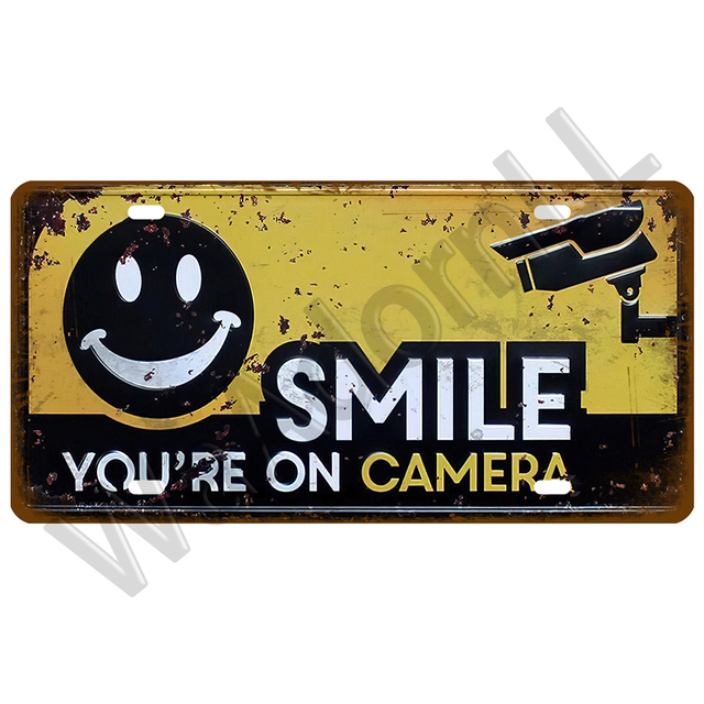 Toile Smile Metal Tin Sign Welcome WiFi Licensplatta Butik Väggdekor Toaletter Tin Sign Vintage Road Guide Iron Målning VARNING PLAQUES POSTER 30X15CM W01