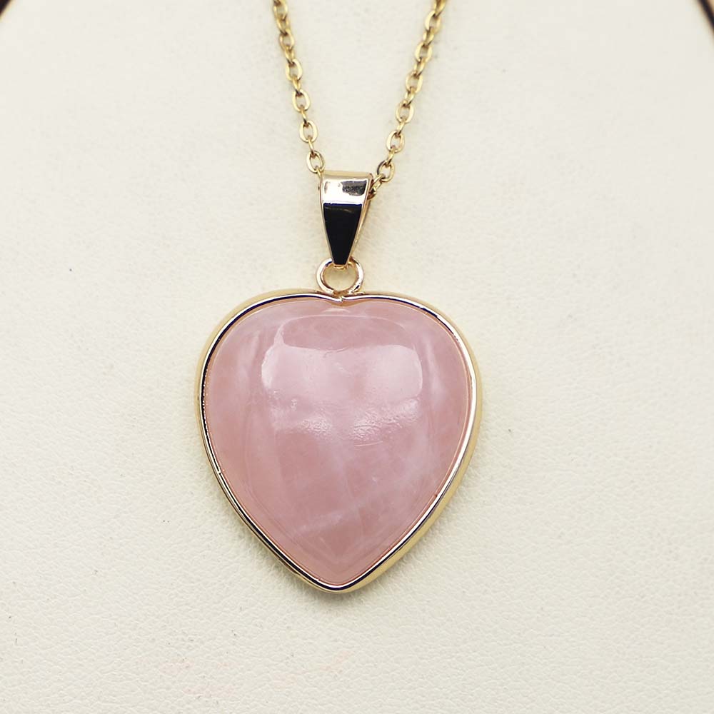 Natural Stone Halsband Multicolor Healing Gold Edged Heart Shaped Gemstone Pendants Reiki Charms Fashion Diy Jewelry Accessorie