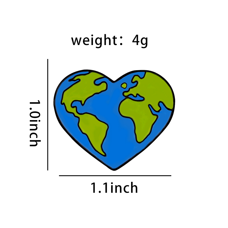 World Earth Enamel Pin Heart Brooch Love Green Environmental Protection Metal Badge Jewelry Lapel Bag Hat Gift Accessories