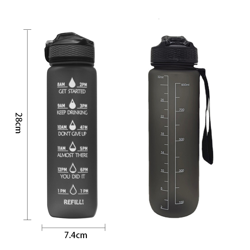 Vattenflaskor sport 1 liter med halm utomhus rese bärbar klar 32 oz plast min dryck bpa 230204337j