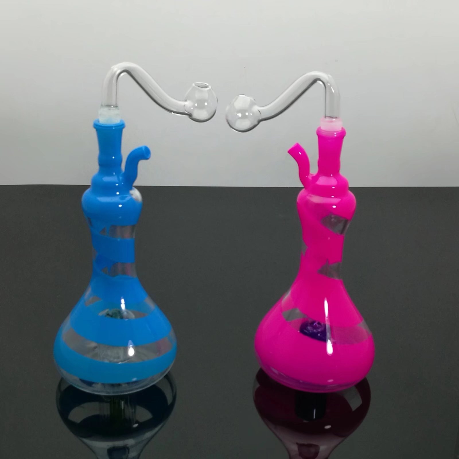 Glass Smoking Pipe Water Hookah Colored striped vase glass water bottle