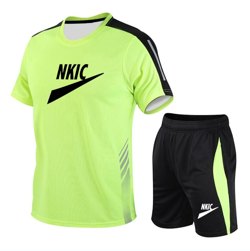 Ensembles de course marque vert survêtements hommes été Sport costumes vêtements de Sport vêtements de Sport Gym Fitness entraînement entraînement Sport ensembles hommes