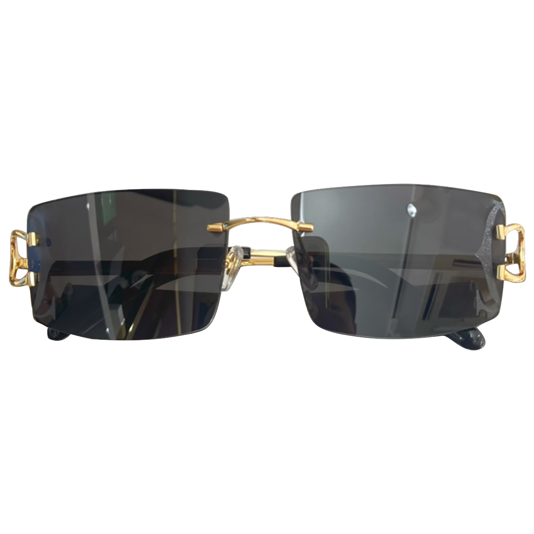 Cart's nieuwe mode frameloze zwarte metal heren zonnebril heeft een delicate touch en vervagen geen 3.0 high-definition anti-ultraviolette damesroze zonnebril