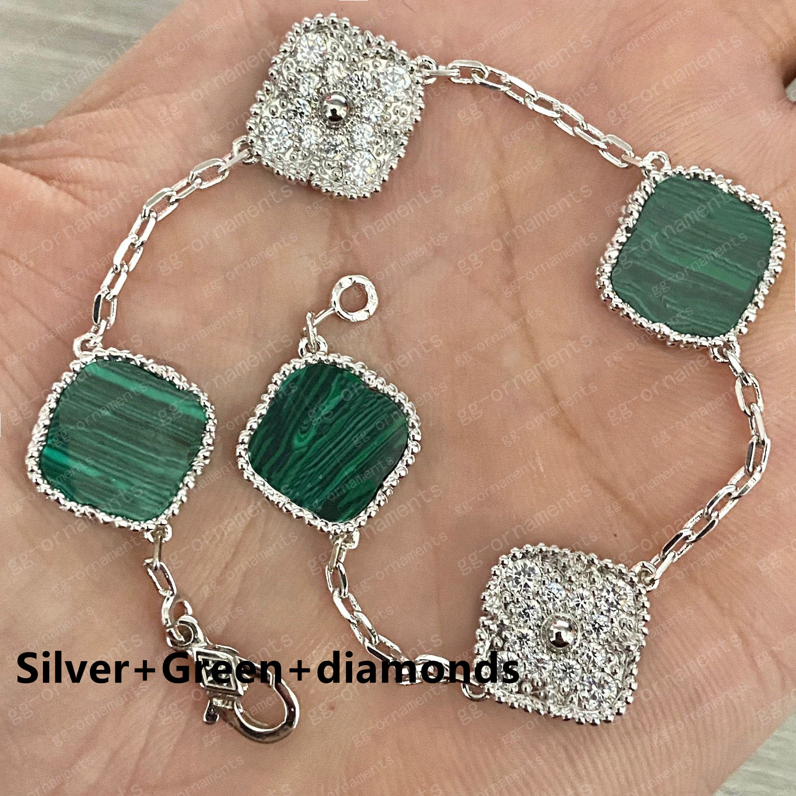 Fashion Classic 4 / quatre feuilles Clover Charm Bracelets Diamond Bangle Chaîne 18K Gold Agate Shell Pérothé