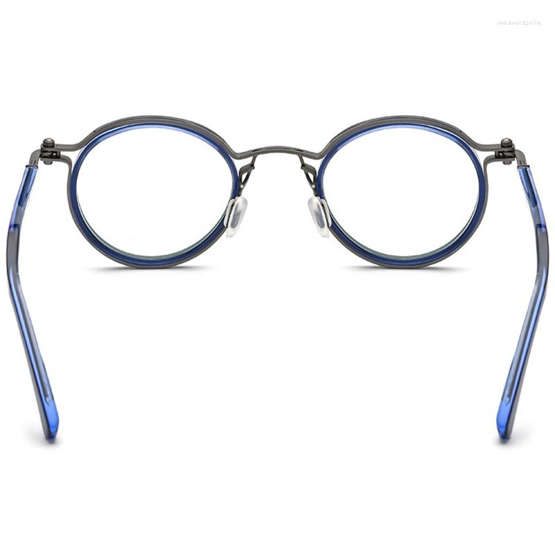 Lunettes de soleil Cadres Titanium Acétate Optique Lunettes Cadre Homme Marque Rétro Vintage Ronde Lunettes Femmes Prescription Spectacles My265g