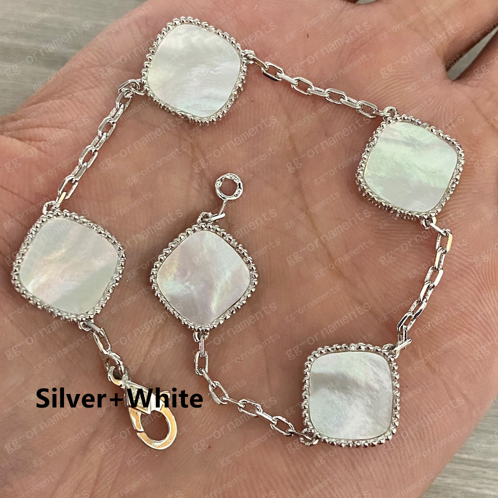 designer bracelet Classic 4 Four Leaf Clover Charm Bracelets Bangle Chain 18K Gold Agate Shell Mother-of-Pearl for Women&Girl Wedd236d