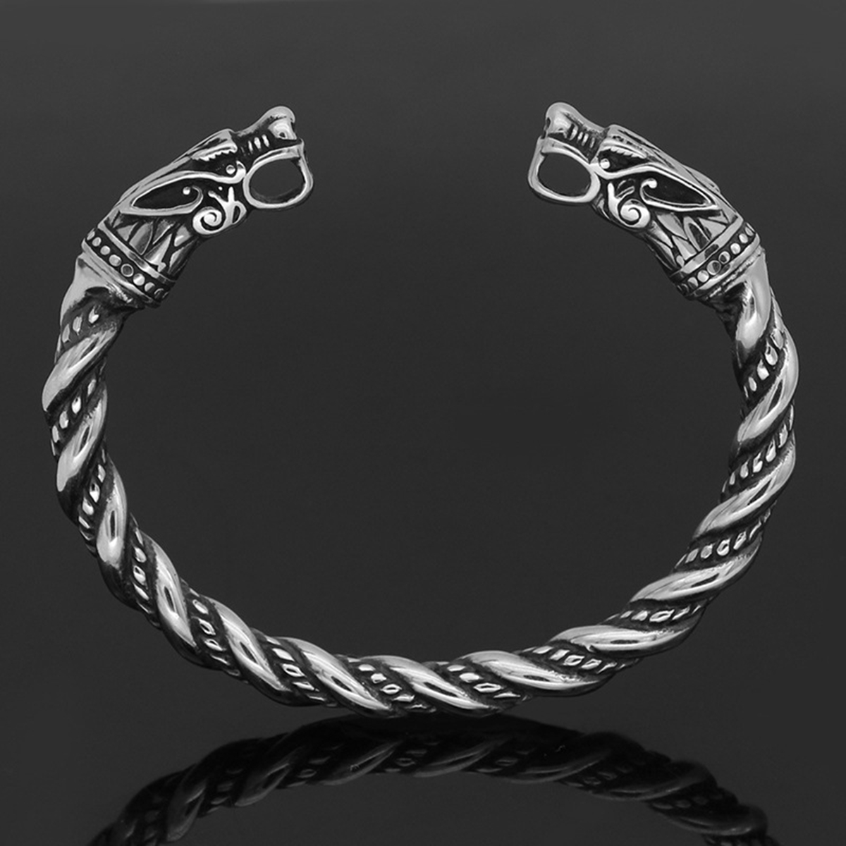 klasik hayvan viking çift ejderha kafaları ayarlanabilir bilezik erkek moda mücevher hediyesi