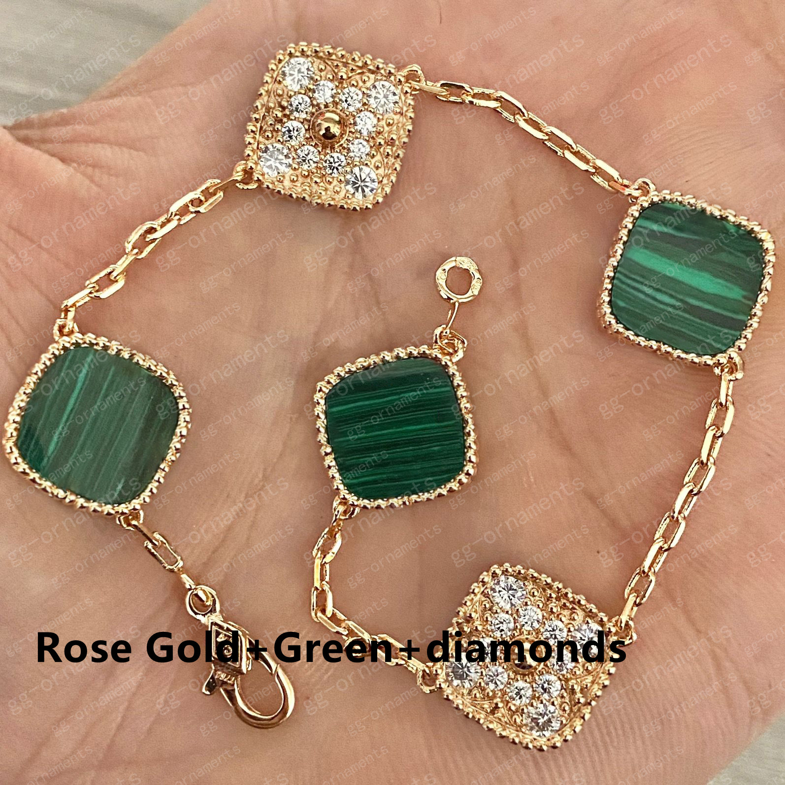 Fashion Classic 4 / quatre feuilles Clover Charm Bracelets Diamond Bangle Chaîne 18K Gold Agate Shell Pérothé