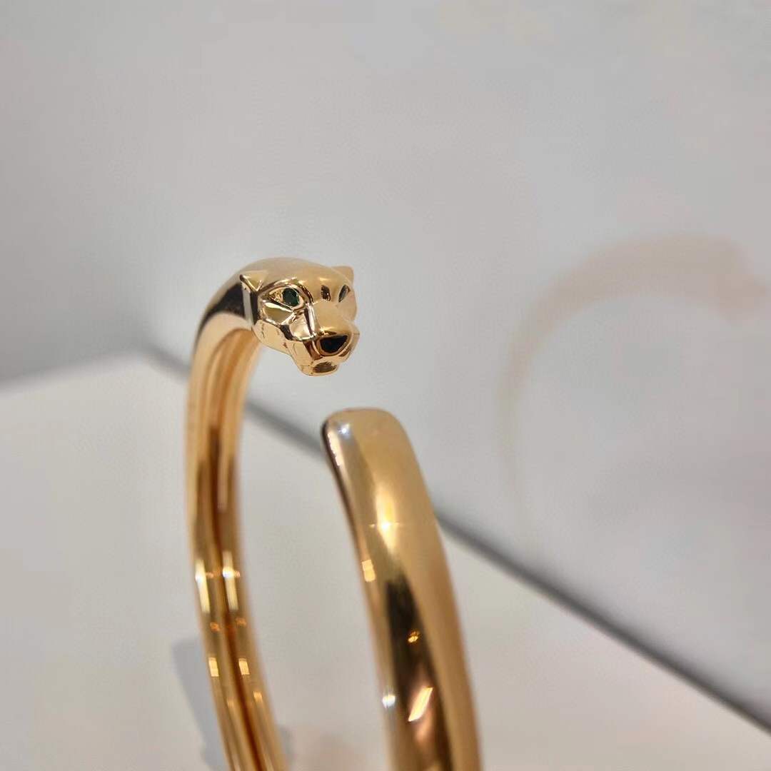 New Luxury Gold Panthere bangle Charm Cuff open leopard bracelet Famous Brand Jewelry Diamond Cz Green eyes panther bracelets